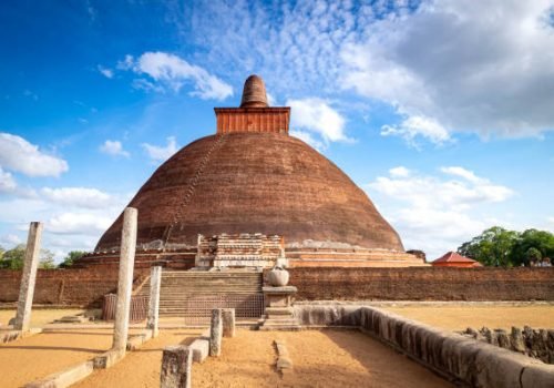 Polonnaruwa/ Sri Lanka - AUGUST 07 2019: Jetavana Dagoba is one of the central landmarks in the sacred world heritage city of Anuradhapura, Sri Lanka, Asia. It's structure of 12th century, Sri Lanka. UNESCO World heritage Site.