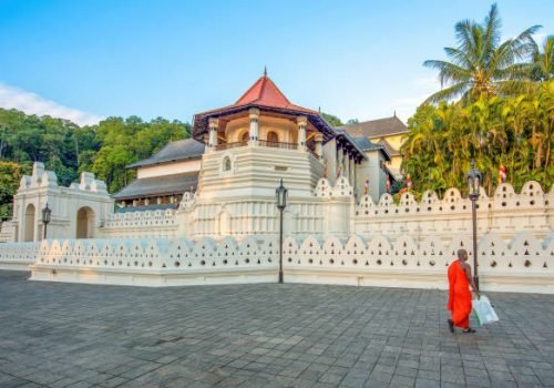 Temple of the Tooth, Kandy, Sri Lanka - July 11, 2021:  The temple which is venerated by thousands of local & foreign devotees and tourists daily was named as a world heritage by  UNESCO  in 1988. The temple carries a lot of value to Buddhists all over the world.